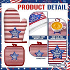 VitalCozy 10 Pcs Patriotic Kitchen Decor Set 4th of July Kitchen Towels and Rugs Pot Holders Oven Mitts Set for Independence Day Gift Cooking Baking Grilling Housewarming - Image 4
