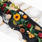 MAKHOT 2Pack Artificial Maple Leaves and Sunflowers Burgundy Roses Garland - Image 4