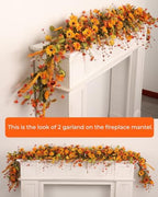 2-Pack 6Ft Fall Garland for Mantel Decoration Sunflower Flower Leaf - Image 6