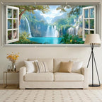 6x13 FT Window View Waterfall Garage Door Banner -Tropical Rainforest Scenic Backdrop, Large Indoor Garage Door Cover,Nature Landscape Decoration for Home Yard,Patio,Holiday Party - Image 6