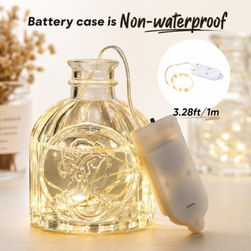 10 Set Glass Bud Vase with Warm Fairy Lights for Centerpieces - Image 3