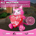 4FT Valentine's Day Inflatables Cute Pink Cat with Heart Decorations Built-in LED Lighted Blow Up Decor Indoor Outdoor Holiday Art Decor Romantic Gift for Anniversary Wedding Party - Image 5