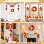 Fall Teardrop Swag Wreath, 3 Pack, 22" Artificial Pumpkin Flower - Image 5
