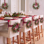 Riceshoot 12" Small Christmas Wreath for Chair Mini Cabinet Wreath with Bow - Image 5