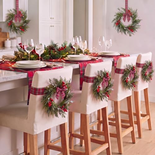 Riceshoot 12" Small Christmas Wreath for Chair Mini Cabinet Wreath with Bow - Image 5