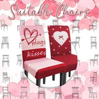 Valentine Chair Covers Set of 6 Valentines Heart Chair Back Covers Valentines Dining Chair Covers for Party Kitchen Valentines Day Decorations - Image 4