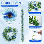 8 Pcs 6 ft Artificial Flowers Wisteria Garland, Blue - Image 2