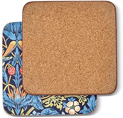 Pimpernel Morris & Co Strawberry Thief Blue Coasters, Set of 6 - Heat & Stain Resistant, Cork Back Drink Mats Featuring Classic Birds & Botanical Design - Minimal Tableware for Hosting (Pack of 2) - Image 2