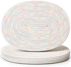 Oval Woven Placemats Set of 6, Cotton Rope 16x12 Inch, Colorful by Gandeer