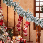 Nervure 9FT Real Touch Christmas Artificial Garland - Norfolk Pine Flocked Garland with 50 Warm White LED Lights for Home Fireplace Indoor Holiday Xmas Decor - Image 6