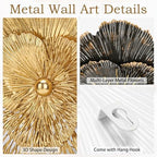 DILATATA 3 Pcs Metal Flower Wall Art Set 10 Inch Rustic Modern Floral Sculpture 3D Metal Flower Wall Hanging Accent for Indoor Living Room Bedroom Kitchen Bathroom Garden Patio Decor - Mixcolor - Image 3