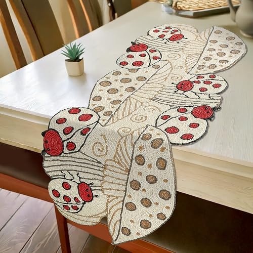 CLEENTABLE Beaded Table Runner, Red & White, 13x36 - Image 2