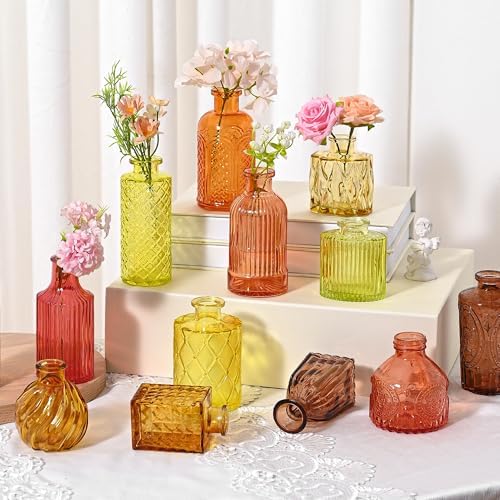 Colored Glass Vases Bulk 32 Pcs - Assorted Vintage Bud Vases - Image 2