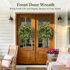 26 Inch Boxwood Wreaths for Front Door,Faux Greenery Wreath - Image 6