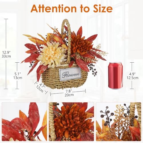 Oairse Fall Centerpieces for Tables Small Fall Floral Arrangement in Vase - Image 2