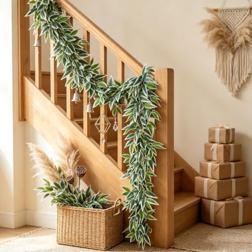 6pcs Green Leaf Garland Italian Ruscus Vines Silk Greenery Garland 6FT - Image 6