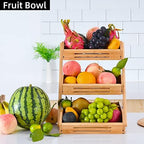 VIKEYHOME 3-Tier Bamboo Fruit Basket for Kitchen - 16" Tall Produce Stand - Image 6