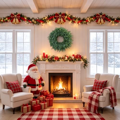 28 Inch Christmas Wreath – Artificial Norfolk Pine & Cedar Greenery, Full Holiday Wreath for Front Door, Wall, Window, Porch, Indoor & Outdoor Christmas Decor (1, 28") - Image 3