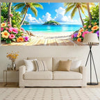 ANNA QUEEN 7x16 ft Garage Door Banner,Reusable Large Outdoor Backdrop for Tropical,Patriotic,Graduation and Christmas Party Decorations (Hawaiian Beach) - Image 5
