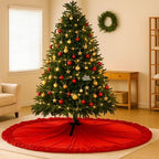 84'' Ruffled Velvet Christmas Tree Skirt Vintage Xmas Decor, Red - Image 7