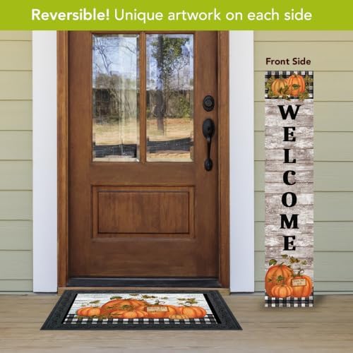 Briarwood Lane Fall Double Sided Reversible Pine Porch Leaner 47x9.5 Pumpkins Wreath For Fall Porch Leaner - Image 2
