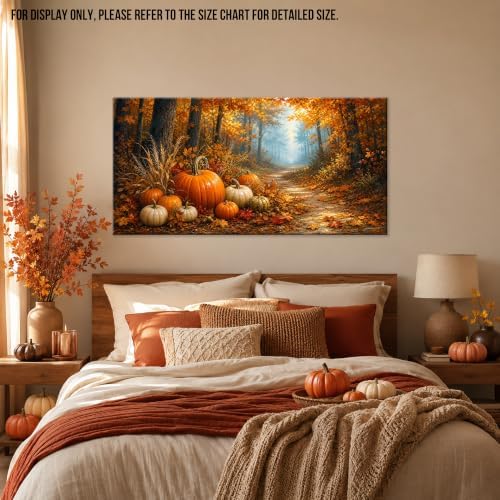 WAXWHELK Fall Canvas Wall Art Pumpkin Harvest Forest Path Painting Pictures Rustic Farmhouse Autumn Thanksgiving Artwork for Living Room Bedroom Home Decor, (20"x40") - Image 4
