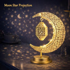 Lifnatty Ramadan Moon Lamp Decorations, Crescent Moon with Ramadan Lantern, Rotating Ramadan Table Lamp, Ramadan Decorations for Home, Eid Mubarak Decorations, Battery Operated Metal Eid Gifts - Image 5