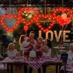 Huquary 4 Pcs Solar Valentines Decor Lights LED Red Heart-Shaped Lights with Solar Stake & 4 Hooks Indoor Outdoor Lighting Decorations for Valentine's Day Yard Garden Home Decor - Image 6