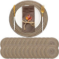 Buryeah 24 Pieces 13 Inch Round Woven Placemats Boho Mats,Dark Coffee by Buryeah