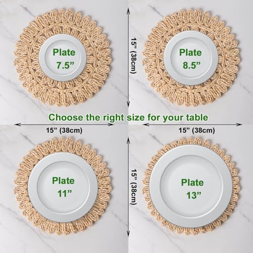 15" Set of 8 Round Woven Corn Husk Placemats by Laquedecraft - Image 3