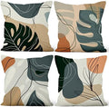 Abstract Leaves Throw Pillow Covers 24''x24'' Set of 4, Geometric Pattern Cushion Covers Minimalist Tropical Palm Trees Pillowcases for Couch Sofa Bedroom Farmhouse Livingroom Garden Patio by VieSavaran