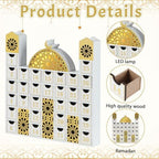 gisgfim Ramadan Wooden Countdown Calendar Eid Mubarak Decorations Mosque Advent Calendar with Drawers Eid Mubarak Countdown Til Eid Gift Ramadan Wooden Craftwork for Kids Ramadan Party Decorations - Image 3