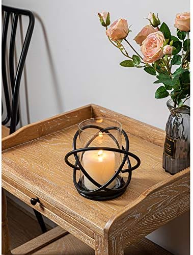 Hurricane Glass Pillar Candle Holder Craftsmanship with Removable Glass for Halloween, Christmas, Thanksgiving, New Year, Wedding Party Anniversary Home Decor (Black) - Image 4