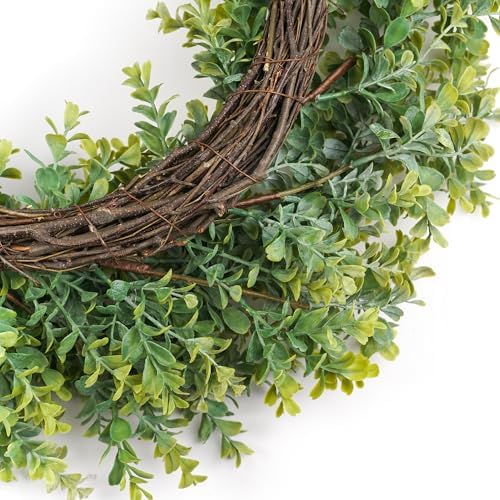 Wreaths for Front Door 24", Door Spring Wreath with Eucalyptus Boxwood Leaves, Greenery Wreath Door Decoration for Spring Summer All Season Home and Outdoor - Image 4