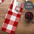 Cotton Clinic Set of 12 Cloth Napkins Gingham Check 100% Cotton 20x20 inches - Soft Durable Washable - Ideal for Events Wedding Christmas Easter - Perfect Everyday Use Table Dinner Napkins Red White - Image 3