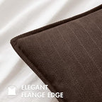 MIULEE Pack of 2 Reddish Brown Euro Shams Chenille Pillow Covers 22x22 Inch - Image 2