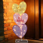 VIHOSE Valentine's Day Heart Lights 41 Inch H Pre-lit Lighted Heart Decor with 50 Warm White Lights Valentine's Day Conversation Candy Hearts Decoration for Indoor Outdoor Porch Garden Lawn (Vivid) - Image 5