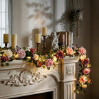 2PCS 13Ft Artificial Eucalyptus Garland with Flowers Lights for Wedding - Image 6