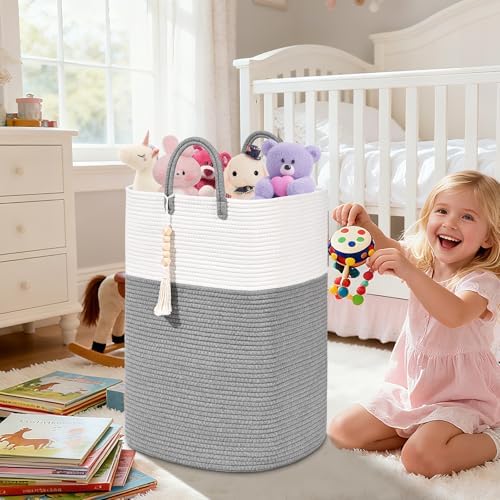 Woven Laundry Basket for Clothes, 100L Large Rectangle Laundry Hampers with Beads Tassel, Nursery Storage Basket for Toys, Tall Dirty Clothes Hamper for Bedroom Aesthetic, Laundry Room Organization - Image 6