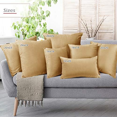 Nestl Throw Euro Pillow Covers, Cozy Velvet Decorative Pillow Covers 26 x 26 Inches, Soft Solid Couch Pillow Case for Sofa, Bed and Car, Set of 2 - Camel Gold - Image 6