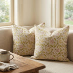 Decorative Pillow Cover French Country Pillow Cover Cottage Decor Floral Block Print, Farmhouse Decorative Cushion Cover, Spring Pillow Cover Line and Loop (Multicolor) - Image 7