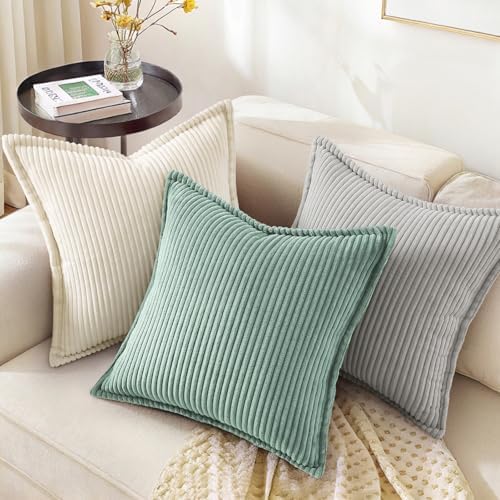 decorUhome Fall Corduroy Teal Throw Pillow Covers 24x24 Set of 2 - Image 4