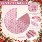 Civaner 48in Pink Gingerbread Christmas Tree Skirt Faux Fur - Image 2