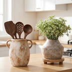 Ceramic Flower Vase with Handles, 7.9in Farmhouse Table Rustic Vases, Waterproof Pottery Clay, Flower Terracotta Vases for Home Decor, Living Room,Table, Handcrafted (Terracotta) - Image 5