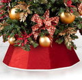 Christmas Tree Collar, 26.3" Red Velvet Foldable Tree Ring Skirt for Pencil Tree, Rustic Farmhouse Tree Stand Base Cover for Artificial Trees, Xmas Holiday Home Décor by Unknown