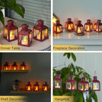 TRIROCKS 6 Pcs Small Metal Candle Lanterns Vintage Hanging House Tealight Lantern Decorative Candle Tea Light Holders for Table Valentine Patio Indoor Outdoor Gifts(Red) - Image 6