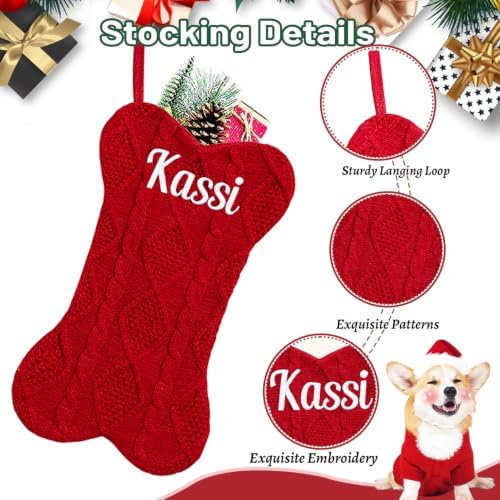 Personalized Dog Christmas Stockings,Custom Pet Stocking Embroidered Name - Image 2