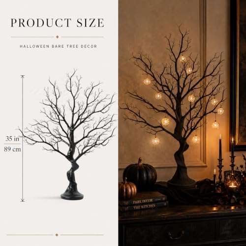 33 Inch Black Halloween Tree Centerpiece - Spring Table Decor for Easter, Halloween, Birthday Parties | Reusable Manzanita Branch Display with Easy Assembly | Durable Holiday Home Decoration - Image 3