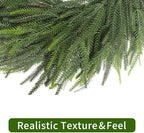LOKEISNA Real Touch Norfolk Pine Wreath, 24" Artificial Christmas Wreaths for Front Door, Soft Bendable Pine Wreath for Wall Windows Mantle Christmas New Year - Image 3