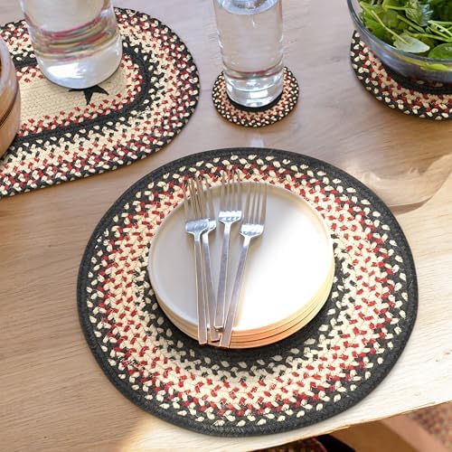Homespice Gloucester Jute Braided Placemats, Round 15" Set of 2 by Homespice